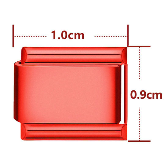 Bild von 1 Stück 304 Edelstahl Charm-Armband mit italienischen Gliedern zur Herstellung von DIY-Schmuck Rot Rechteck 10mm x 9mm