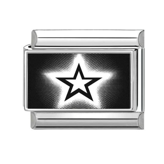 Imagen de 1 Unidad 304 Acero Inoxidable Charm Pulsera de Eslabones Italianos para Hacer Joyas DIY Tono de Plata Negro Rectángulo Estrellas de cinco puntos 10mm x 9mm