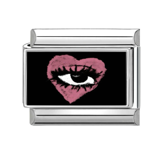 Imagen de 1 Unidad 304 Acero Inoxidable día de San Valentín Charm Pulsera de Eslabones Italianos para Hacer Joyas DIY Tono de Plata Negro Rectángulo Ojo 10mm x 9mm