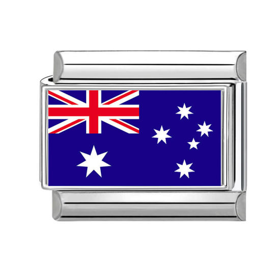 Imagen de 1 Unidad 304 Acero Inoxidable Charm Pulsera de Eslabones Italianos para Hacer Joyas DIY Al Por Mayor Tono de Plata Rectángulo Bandera de Union Jack 10mm x 9mm