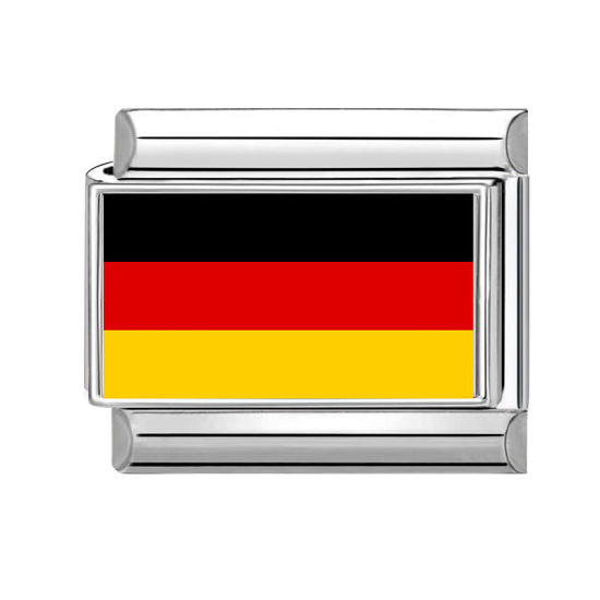 Imagen de 1 Unidad 304 Acero Inoxidable Charm Pulsera de Eslabones Italianos para Hacer Joyas DIY Al Por Mayor Tono de Plata Rectángulo Bandera alemana 10mm x 9mm