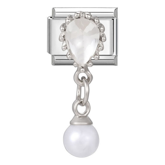 Immagine di 1 Pz 304 Acciaio Inossidabile Bracciale con Charm Italiano a Maglie, Creazione di Gioielli Fai-da-te All'Ingrosso Tono Argento Rettangolo 10mm x 9mm