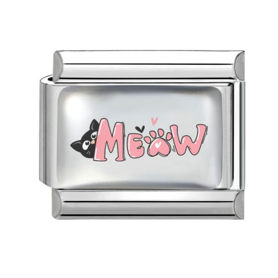 Imagen de 1 Unidad 304 Acero Inoxidable Charm Pulsera de Eslabones Italianos para Hacer Joyas DIY Al Por Mayor Tono de Plata Rosado Rectángulo Gato 10mm x 9mm