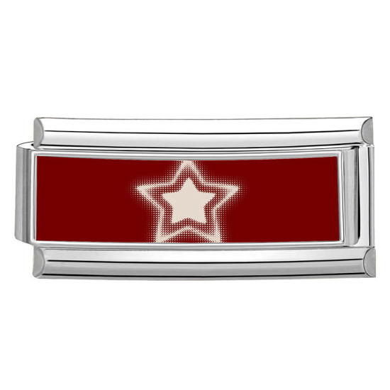 Image de 1 Pièce Bracelet à Maillons Breloques Italiens Accessories de Fabrication de Bracelets Bijoux DIY En Gros en 304 Acier Inoxydable Argent Mat Rouge Rectangle Pentacle 20mm x 9mm
