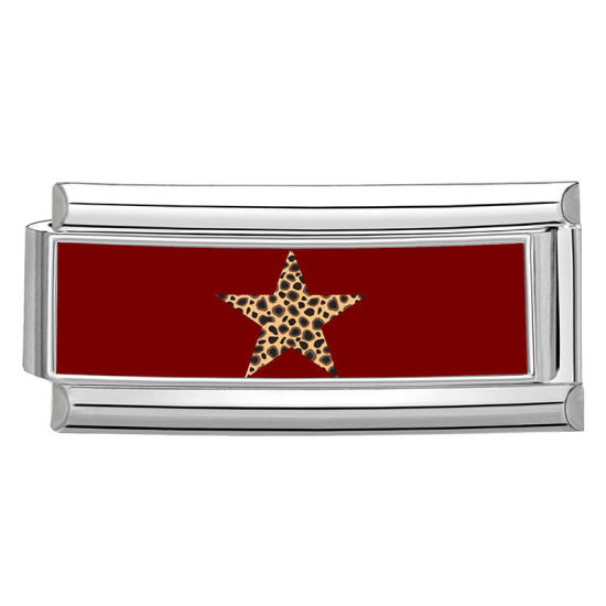 Image de 1 Pièce Bracelet à Maillons Breloques Italiens Accessories de Fabrication de Bracelets Bijoux DIY En Gros en 304 Acier Inoxydable Argent Mat Rouge Rectangle Pentacle 20mm x 9mm