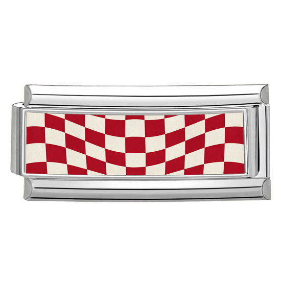 Image de 1 Pièce Bracelet à Maillons Breloques Italiens Accessories de Fabrication de Bracelets Bijoux DIY En Gros en 304 Acier Inoxydable Argent Mat Rouge Rectangle Carreau 20mm x 9mm