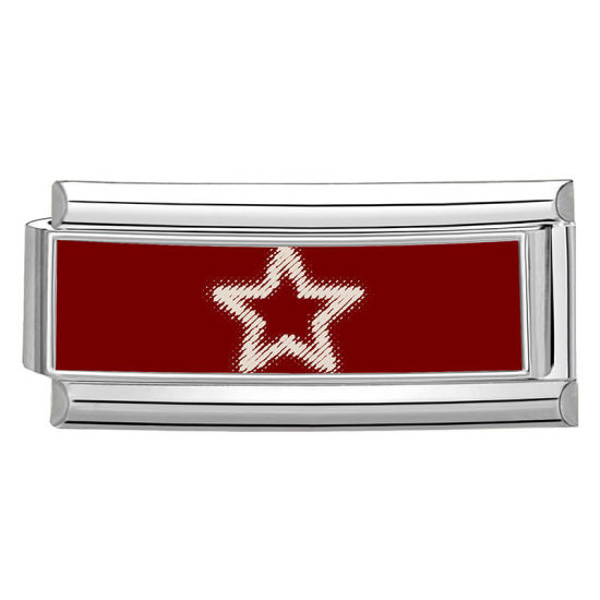 Image de 1 Pièce Bracelet à Maillons Breloques Italiens Accessories de Fabrication de Bracelets Bijoux DIY En Gros en 304 Acier Inoxydable Argent Mat Rouge Rectangle Pentacle 20mm x 9mm