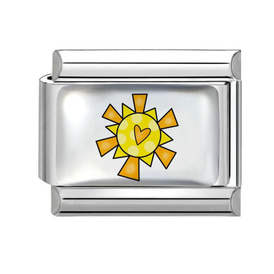 Imagen de 1 Unidad 304 Acero Inoxidable Charm Pulsera de Eslabones Italianos para Hacer Joyas DIY Al Por Mayor Tono de Plata Amarillo Rectángulo Sol 10mm x 9mm