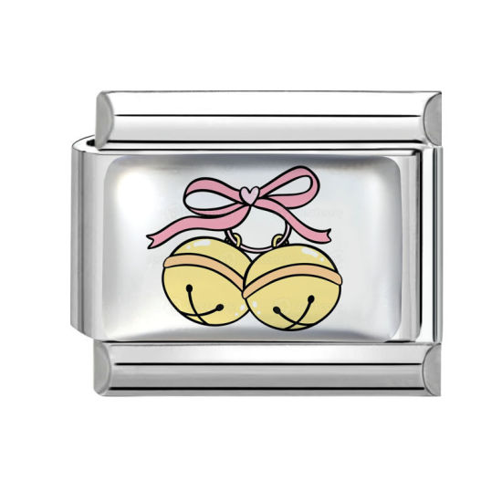 Imagen de 1 Unidad 304 Acero Inoxidable Charm Pulsera de Eslabones Italianos para Hacer Joyas DIY Al Por Mayor Tono de Plata Amarillo Rectángulo Campana 10mm x 9mm