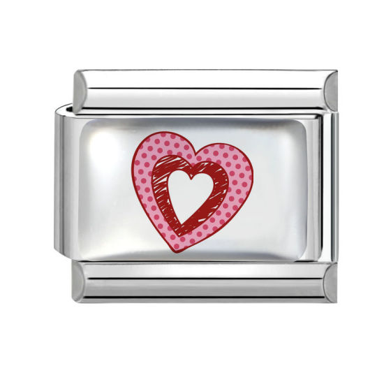 Imagen de 1 Unidad 304 Acero Inoxidable día de San Valentín Charm Pulsera de Eslabones Italianos para Hacer Joyas DIY Al Por Mayor Tono de Plata Rojo Rectángulo Corazón 10mm x 9mm