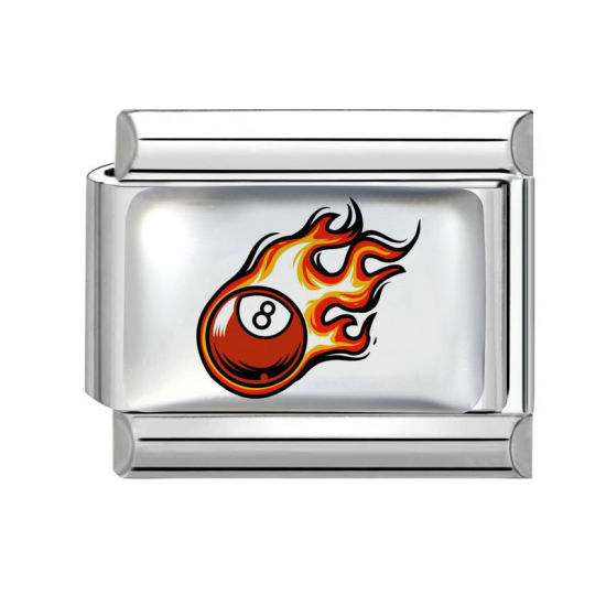 Imagen de 1 Unidad 304 Acero Inoxidable Charm Pulsera de Eslabones Italianos para Hacer Joyas DIY Al Por Mayor Tono de Plata Rojo Rectángulo Bola de Billar No.8 10mm x 9mm