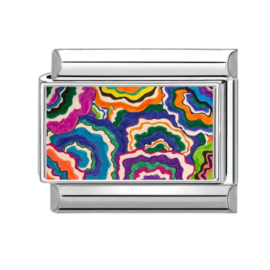 Image de 1 Pièce Bracelet à Maillons Breloques Italiens Accessories de Fabrication de Bracelets Bijoux DIY En Gros en 304 Acier Inoxydable Argent Mat Multicolore Rectangle 10mm x 9mm