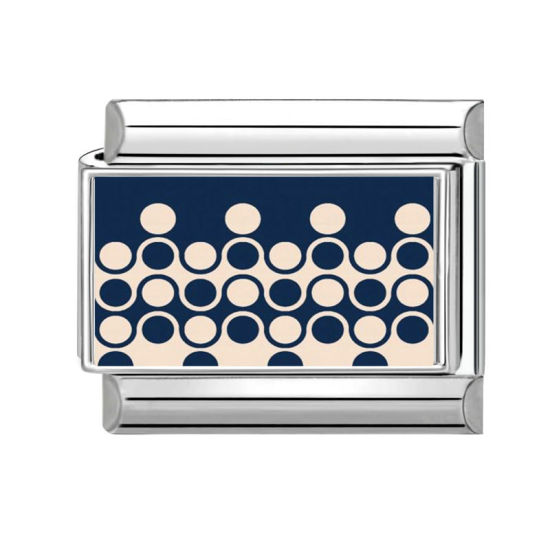 Image de 1 Pièce Bracelet à Maillons Breloques Italiens Accessories de Fabrication de Bracelets Bijoux DIY En Gros en 304 Acier Inoxydable Argent Mat Bleu Foncé Rectangle à Pois 10mm x 9mm