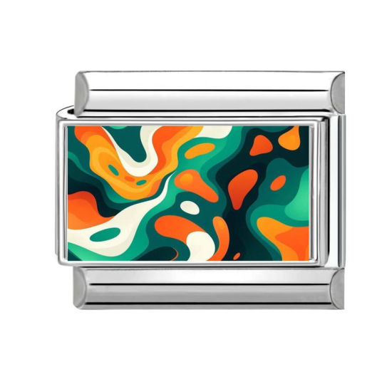 Image de 1 Pièce Bracelet à Maillons Breloques Italiens Accessories de Fabrication de Bracelets Bijoux DIY En Gros en 304 Acier Inoxydable Argent Mat Multicolore Rectangle 10mm x 9mm