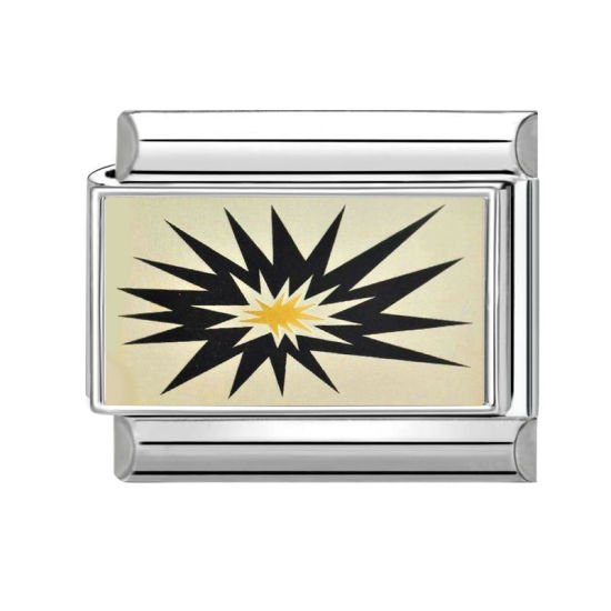 Bild von 1 Stück 304 Edelstahl Charm-Armband mit italienischen Gliedern zur Herstellung von DIY-Schmuck Großhandel Silberfarbe Schwarz Rechteck 10mm x 9mm