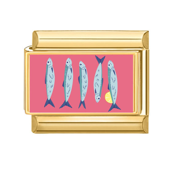 Image de 1 Pièce Bracelet à Maillons Breloques Italiens Accessories de Fabrication de Bracelets Bijoux DIY En Gros Bijoux d'Océan en 304 Acier Inoxydable Doré Rose Rectangle Poisson 10mm x 9mm