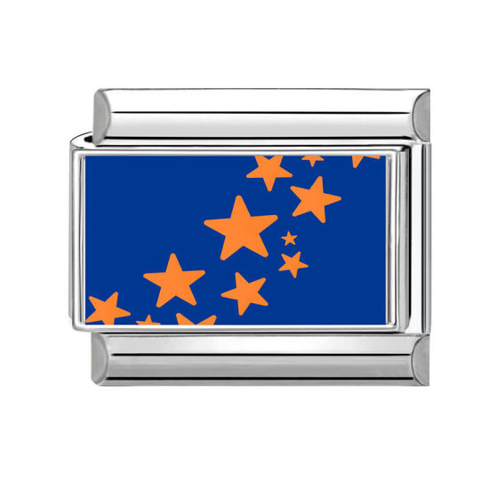 Bild von 1 Stück 304 Edelstahl Charm-Armband mit italienischen Gliedern zur Herstellung von DIY-Schmuck Großhandel Silberfarbe Orange Rechteck Pentagramm 10mm x 9mm