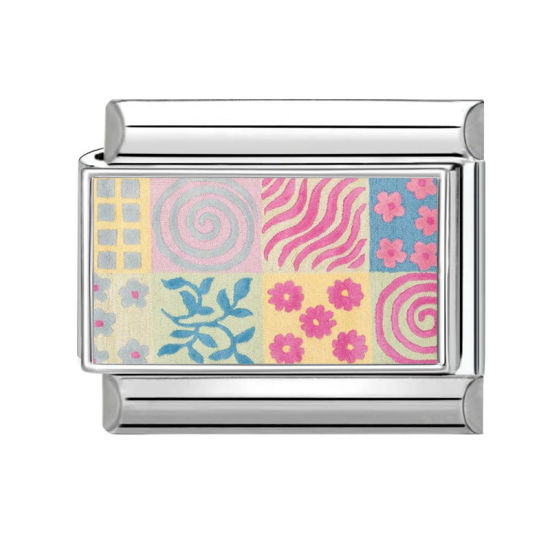Immagine di 1 Pz 304 Acciaio Inossidabile Elegante Bracciale con Charm Italiano a Maglie, Creazione di Gioielli Fai-da-te All'Ingrosso Tono Argento Rosa Rettangolo 10mm x 9mm