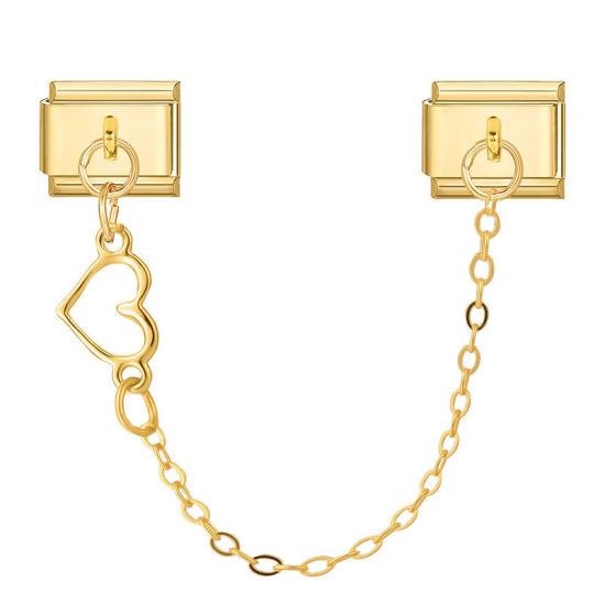 Image de 1 Pièce Bracelet à Maillons Breloques Italiens Accessories de Fabrication de Bracelets Bijoux DIY En Gros La Saint Valentin en 304 Acier Inoxydable Doré Cœur 10mm x 9mm