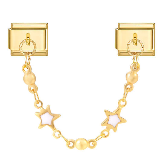 Image de 1 Pièce Bracelet à Maillons Breloques Italiens Accessories de Fabrication de Bracelets Bijoux DIY En Gros Élégant en 304 Acier Inoxydable Doré Etoile 10mm x 9mm