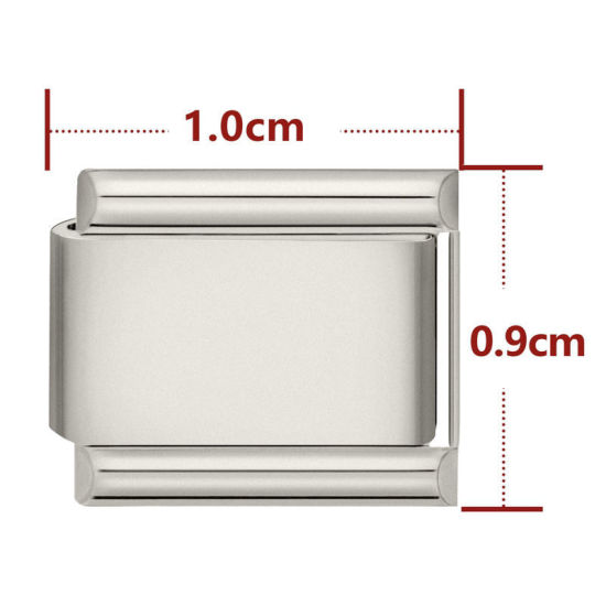 Bild von 1 Stück 304 Edelstahl Stilvoll Charm-Armband mit italienischen Gliedern zur Herstellung von DIY-Schmuck Großhandel Silberfarbe Rechteck 10mm x 9mm
