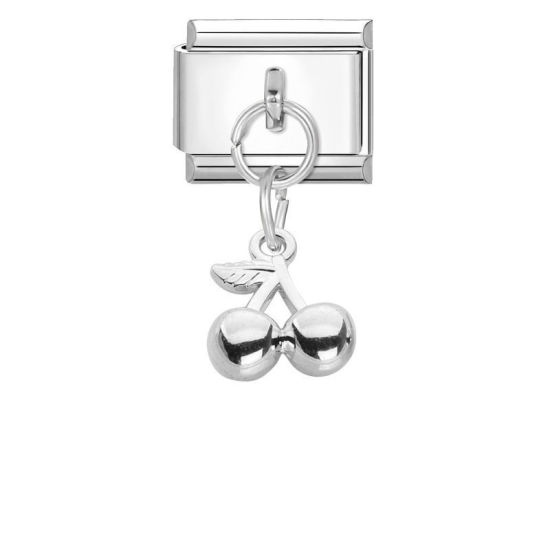 Bild von 1 Stück 304 Edelstahl Stilvoll Charm-Armband mit italienischen Gliedern zur Herstellung von DIY-Schmuck Großhandel Silberfarbe Kirsche 10mm x 9mm