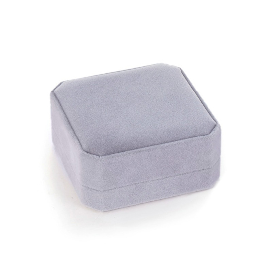 Bild von 1 Stück Veloursamt Schmuckschatulle für Halskette, Armband, Ring, Geschenkverpackung Großhandel Grau Achteck 9cm x 9cm