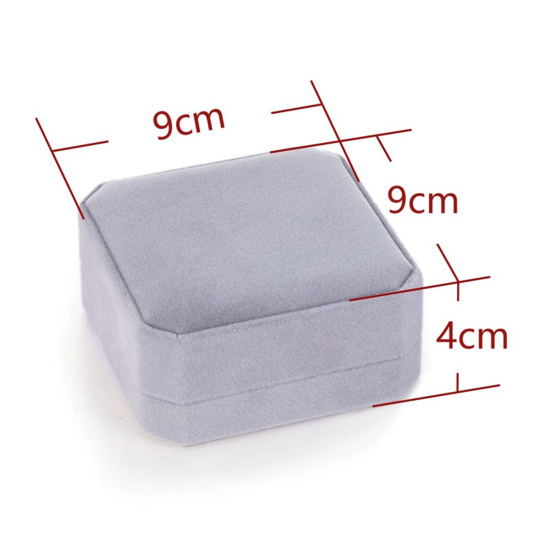 Bild von 1 Stück Veloursamt Schmuckschatulle für Halskette, Armband, Ring, Geschenkverpackung Großhandel Grau Achteck 9cm x 9cm