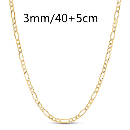 Picture of 1 Piece Vacuum Plating Simple & Casual Stylish 18K Gold Plated 304 Stainless Steel Figaro Chain Necklace For Women 40cm(15 6/8") long