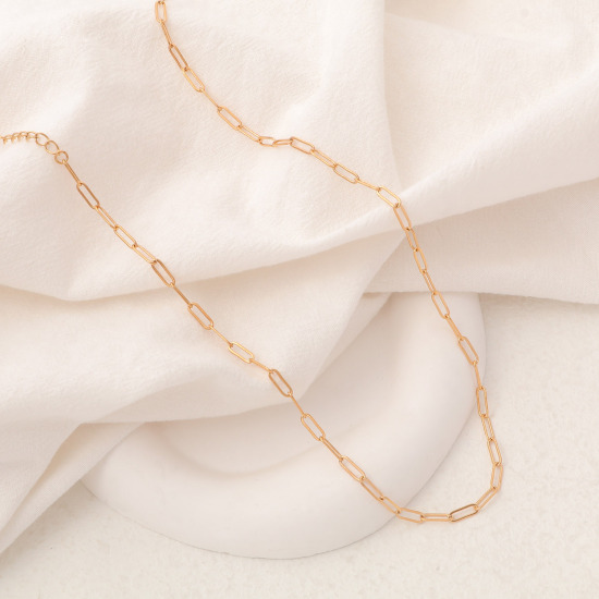 Immagine di Ecologico Semplice & Casual Elegante Placcato Oro 18K Ottone Cavo Catena Graffetta Collana Per Donne 40cm Lunghezza, 1 Pz