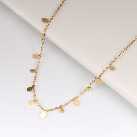 Picture of Eco-friendly Simple & Casual Stylish 14K Gold Plated 304 Stainless Steel Link Cable Chain Tassel Pendant Necklace For Women