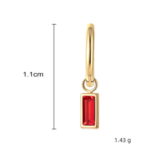 Imagen de Respetuoso del Medio Ambiente Exquisito Sencillo 14K Oro Real Chapado Transparente 304 Acero Inoxidable & Circón Artificial Rectángulo Pendientes Para Mujeres 2.3cm x 1cm, 1 Par