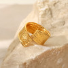 Picture of 1 Piece Vacuum Plating Simple & Casual Stylish 18K Real Gold Plated 304 Stainless Steel Open Rings Unisex 19mm(US Size 9)