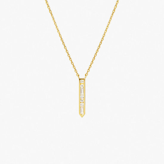 Imagen de Respetuoso del Medio Ambiente Exquisito Elegante 18K Oro lleno 304 Acero Inoxidable & Circón Artificial Cable Cadena Cruz Tira Collar con Colgante Para Mujeres Aniversario 40cm longitud, 1 Unidad