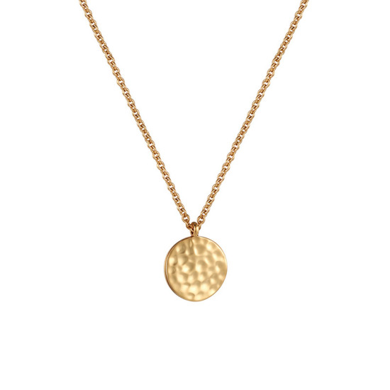 Image de Collier à Pendentif Chaîne Maille Cheval Élégant en Laiton Respectueux de la Nature Vintage Plaqué Or Véritable 14K Rond Gaufrage Unisexe 40cm long, 1 Pièce