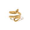Picture of 1 Piece Vacuum Plating Retro Stylish 18K Real Gold Plated 304 Stainless Steel Open Snake Animal Texture Rings For Women 17mm(US Size 6.5)