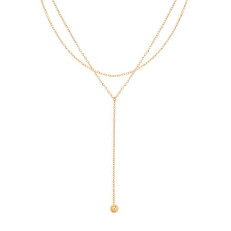 1 Piece Vacuum Plating Simple & Casual Stylish 18K Real Gold Plated 304 Stainless Steel Link Cable Chain Tassel Multilayer Layered Necklace For Women 37cm(14 5/8") long