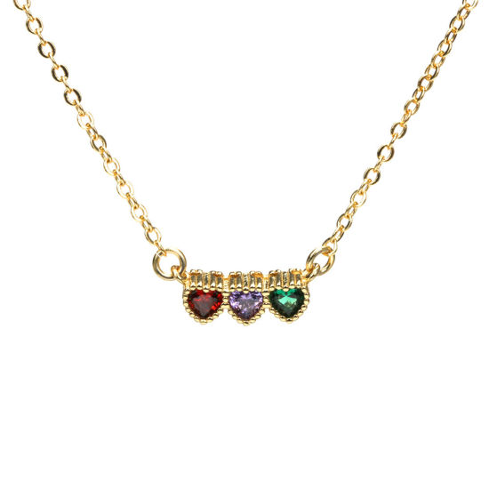 Imagen de Respetuoso del Medio Ambiente Exquisito Elegante Chapado en Oro de 18K Latón+ Circón Artificial Cable Cadena Cruz Corazón Collar con Colgante Para Mujeres Día de San Valentín 43cm longitud, 1 Unidad