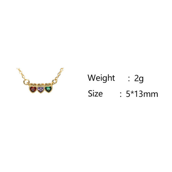 Imagen de Respetuoso del Medio Ambiente Exquisito Elegante Chapado en Oro de 18K Latón+ Circón Artificial Cable Cadena Cruz Corazón Collar con Colgante Para Mujeres Día de San Valentín 43cm longitud, 1 Unidad