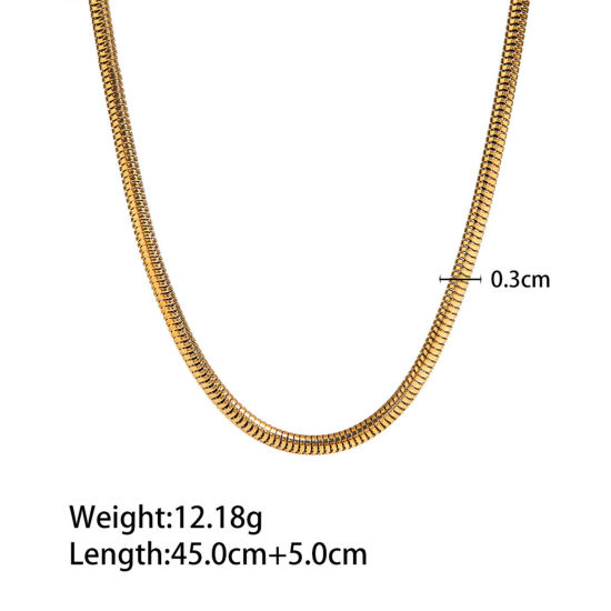 Bild von 1 Strang Vakuumbeschichtung Einfach und lässig Stilvoll 18K Vergoldet 304 Edelstahl Schlangenkette Kette Halskette Unisex 45cm lang