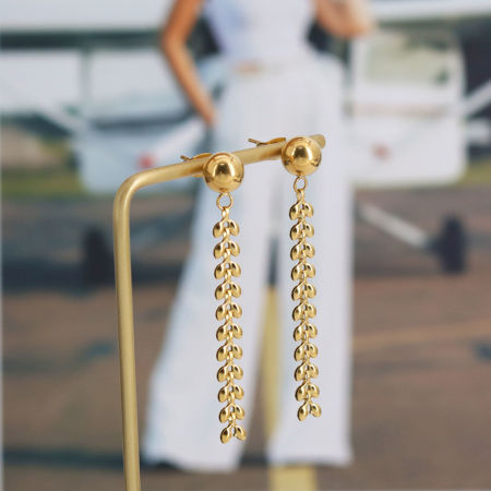 1 Pair Vacuum Plating Natural Pastoral Stylish 18K Real Gold Plated 304 Stainless Steel Leaf Tassel Earrings For Women 4.5cm x