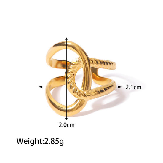 Bild von 1 Stück Vakuumbeschichtung Ins Stil Stilvoll 18K Echtgold plattiert 304 Edelstahl Offen Geflochten Ring Unisex 21mm（US Größe:11,5)