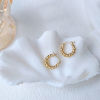 Picture of Eco-friendly Simple & Casual Stylish 14K Real Gold Plated Brass Braided Hoop Earrings For Women 16mm Dia., 1 Pair