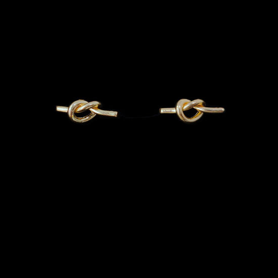 Picture of Eco-friendly Simple & Casual Simple 14K Real Gold Plated Brass Knot Ear Post Stud Earrings For Women 1.5cm x 0.7cm, 1 Pair