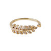 Picture of Eco-friendly Natural Pastoral Stylish 14K Real Gold Plated Brass & Cubic Zirconia Open Adjustable Leaf Rings For Women 17mm(US Size 6.5), 1 Piece