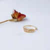 Picture of Eco-friendly Natural Pastoral Stylish 14K Real Gold Plated Brass & Cubic Zirconia Open Adjustable Leaf Rings For Women 17mm(US Size 6.5), 1 Piece