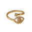 Immagine di Ecologico Retrò Elegante 14k Vero Oro Placcato Ottone & Zircone Cubico Aperto Regolabile Occhi Anello Per Donne 17mm (taglia di US: 6.5), 1 Pz