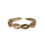 Picture of Eco-friendly Simple & Casual Stylish 14K Real Gold Plated Brass & Cubic Zirconia Open Adjustable Braided Rings For Women 17mm(US Size 6.5), 1 Piece
