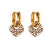 Picture of 1 Pair Vacuum Plating Dainty Stylish 18K Real Gold Plated 304 Stainless Steel Square Imitation Pearl Earrings For Women 2.8cm x 1.6cm