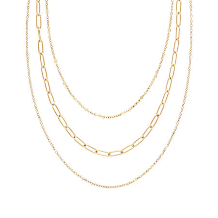 1 Piece Vacuum Plating Stylish Simple 18K Real Gold Plated 304 Stainless Steel Link Cable Chain Multilayer Layered Necklace For Women 39cm - 50cm long